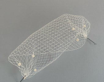 Ivory Dot Birdcage Veil Headband Wedding Veil Bridal Fascinator Veil Bird Cage Veil Voilette Short Veil Dotted Net Veil Small Veil Elopement