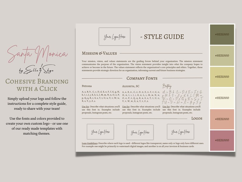 Santa Monica Brand Palette, Editable Canva Colour Palette With Hex ...