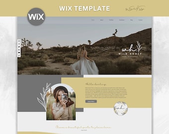 Photography Website Template Wix -  Photography Wix Theme - Boho Web Design - Photography Portfolio Gallery - Wedding Photographer Website