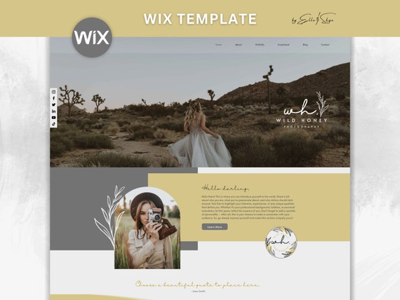 Photography Website Template Wix -  Photography Wix Theme - Boho Web Design - Photography Portfolio Gallery - Wedding Photographer Website