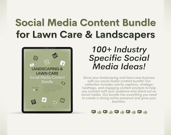 Más de 100 contenidos de redes sociales hechos para usted para cuidado del césped y paisajismo, contenido de Instagram e ideas para concursos, subtítulos de marketing para pequeñas empresas