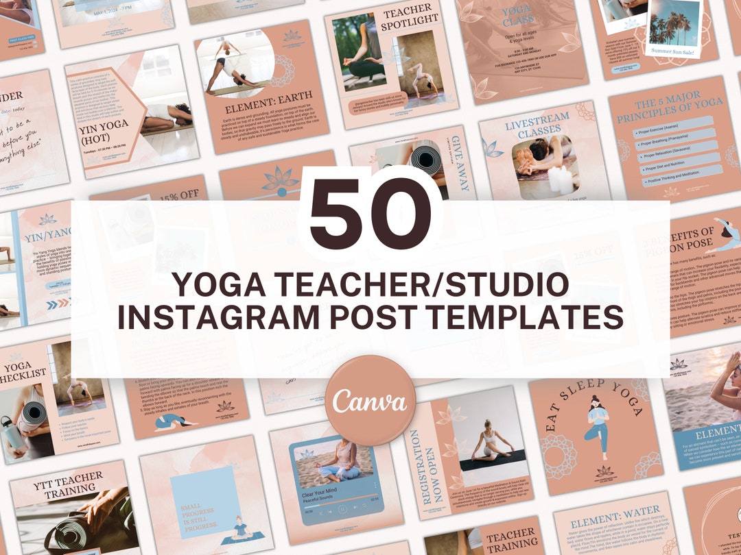 50 Yoga Instagram Post Templates for Canva | Yoga Studio Instagram ...