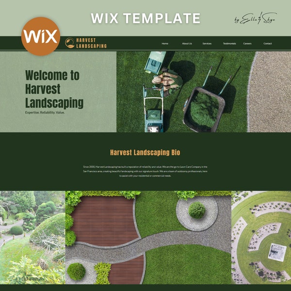 Landscaping Website Template - Lawn Care Website Design - Landscaper Services Wix Layout - Wix Website Design -  Yard Contractor Wix Theme