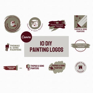 10 DIY Painters Logo Templates for Canva | Painting Business Logo | Smoke Berry Contractor Logo Templates | Painting Logo and Branding