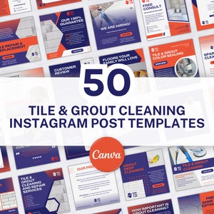 50 Tile & Grout Cleaning Instagram Post Templates for Canva | Tile Cleaner Instagram | Floor Cleaning Social Media | Contractor Marketing