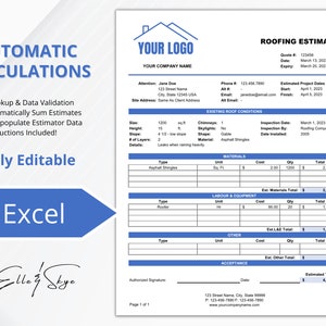 Excel Roofing Estimate Template | Roofer Quote Template | Simple