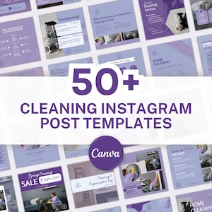 50+ Cleaning Instagram Post Templates for Canva - Cleaning Business Instagram - Lilac Instagram Templates - Cleaner Social Media Marketing