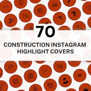 70 Orange & Black Construction Instagram Highlight Covers | Contractor Story Icons | Builder Insta Icons | Contractor Branding for Instagram