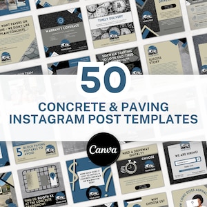 50 Instagram-mallar för betong- och beläggningstjänster för Canva, Instagram-mallar för entreprenörer, sociala medier för trottoarer, uppfarter och asfalt