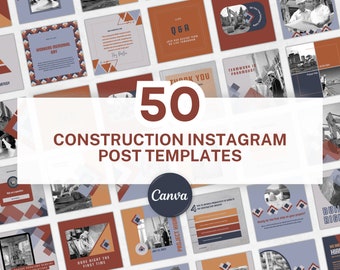 50 plantillas de publicaciones de Instagram sobre construcción para Canva - Instagram de contratistas - Portadas destacadas de Instagram sobre construcción - Redes sociales para constructores