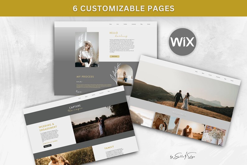Photography Website Template Wix - Photography Wix Theme - Boho Web Design - Photography Portfolio Gallery - Wedding Photographer Website image 2