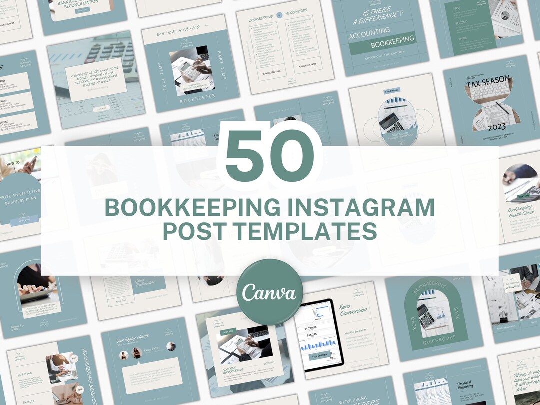 50 Bookkeeping Instagram Post Templates for Canva Bookkeeper Instagram