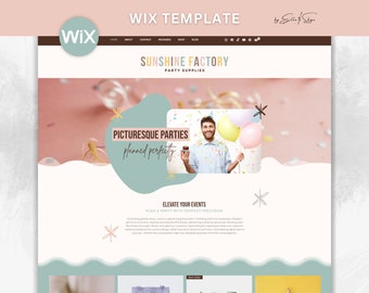 Event Planning Website Template Wix -  Event Rental Wix Theme - Rainbow Pastel Boho Web Design - Ecommerce Blog - Event Services Website