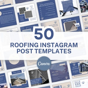 50 plantillas de publicaciones de Instagram para techados para Canva - Instagram para empresas de techados - Plantillas de Instagram de Heritage Sky - Publicaciones de redes sociales para techadores