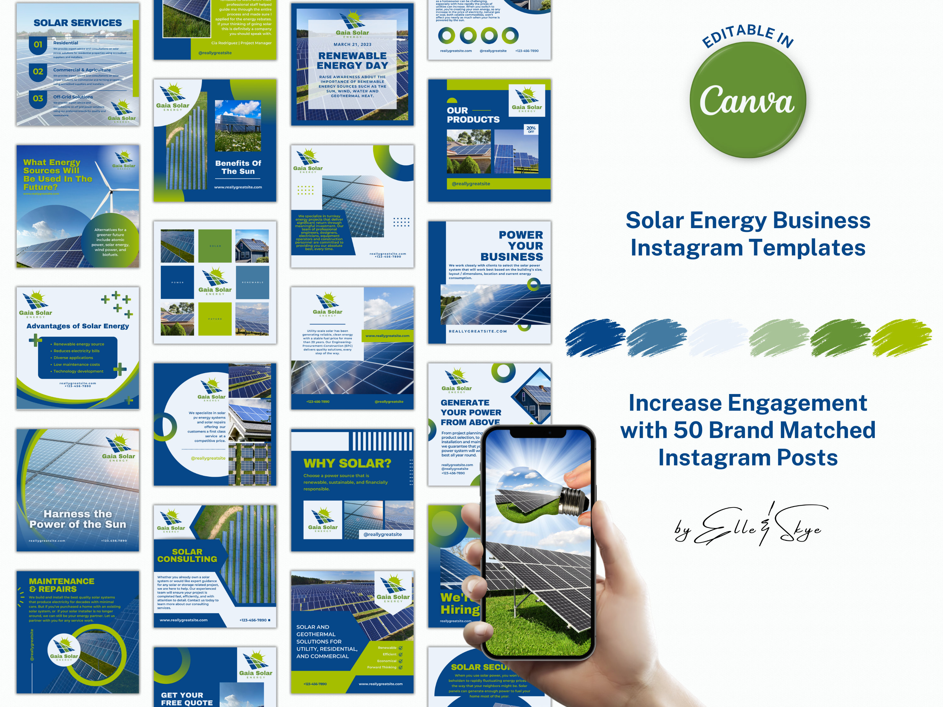 50 Solar Energy Business Instagram Post Templates for Canva Solar ...