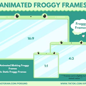 Animated Kawaii Frog Webcam Frames | Twitch Webcam | Twitch Frames | Stream Border | Stream Package | Stream Overlay | Cute | Froggy | Green