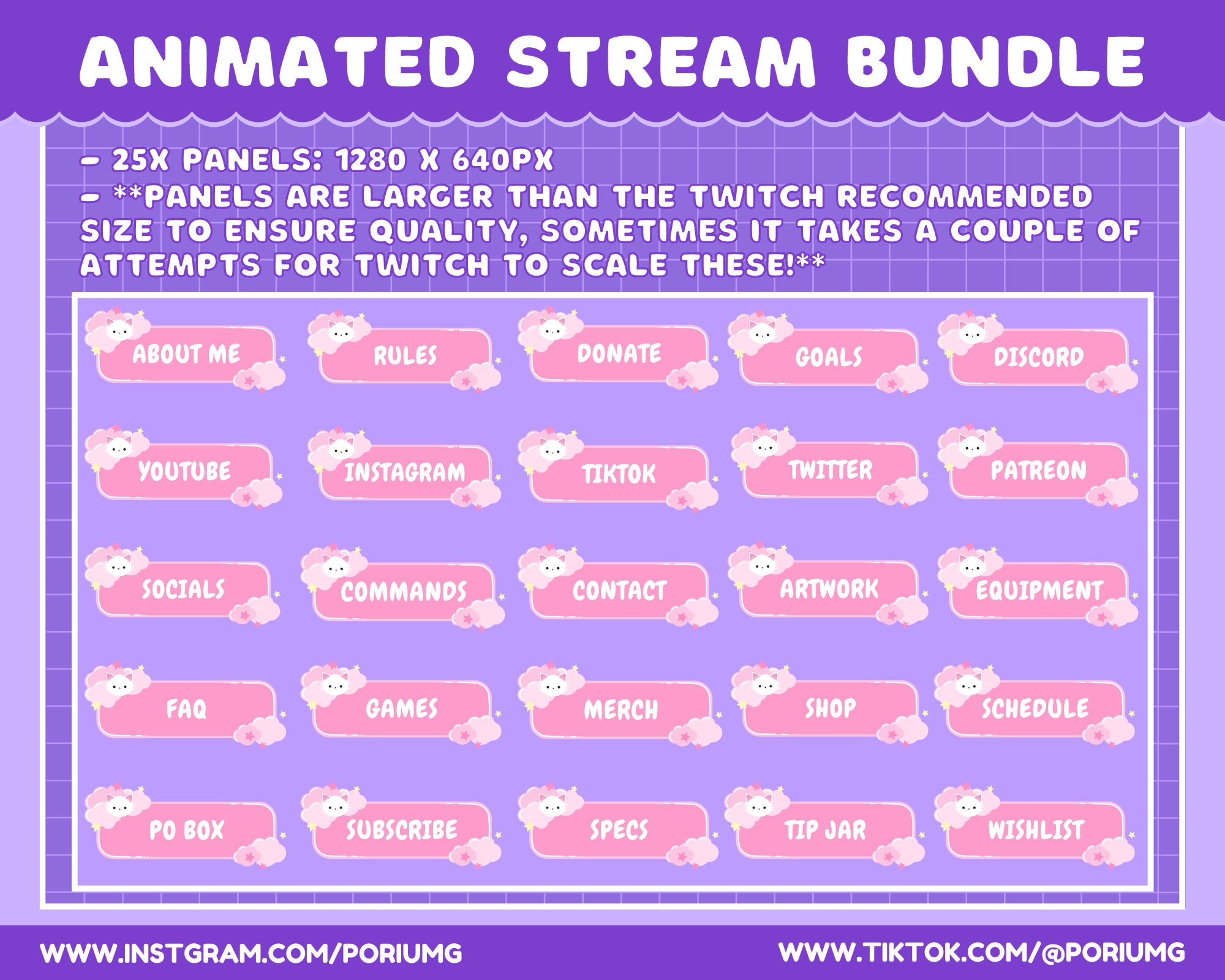 Animated Cat Twitch Overlay Package: Stream Screens, Alerts, and Panels ...