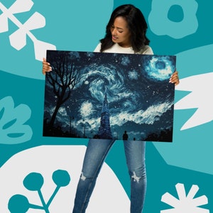 Sternenhimmel Metalldruck-Van Gogh Inspiriert-Metall Poster Drucke-Landschaft Druck-Wohnzimmer Wandkunst-Schlafzimmer Wandkunst-Aluminium-Druck