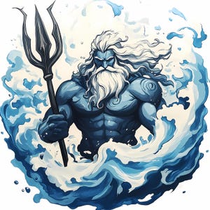 Poseidon Wall Art,  Greek Mythology Digital Download, Ocean God Artwork, High-Resolution Poseidon Print, Instant Download, *79