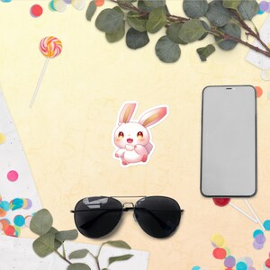Cute Bunny Sticker, Adorable Bunny, Vinyl Sticker For Water Bottle, Bunny Lover Stickers, Kawaii Rabbit Bunny Stickers, stickers bunny
