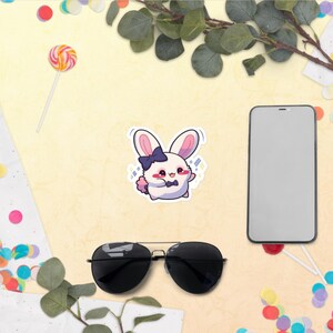 Cute Bunny Sticker, Adorable Bunny, Vinyl Sticker For Water Bottle, Bunny Lover Stickers, Kawaii Rabbit Bunny Stickers, stickers bunny