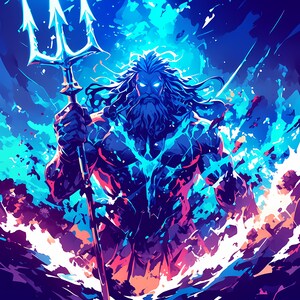 Poseidon Wall Art,  Greek Mythology Digital Download, Ocean God Artwork, High-Resolution Poseidon Print, Instant Download, *31