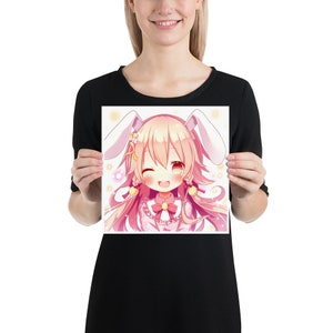 Cute Bunny Anime Girl-Anime Girl Poster- Anime Girl Prints-Cute Bunny Girl-Kawaii Anime Girl-Anime Lover-Anime Gift-Anime Style Poster