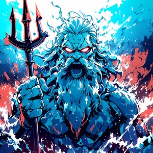 Poseidon Wall Art,  Greek Mythology Digital Download, Ocean God Artwork, High-Resolution Poseidon Print, Instant Download, *59