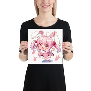 Cute Bunny Anime Girl-Anime Girl Poster- Anime Girl Prints-Cute Bunny Girl-Kawaii Anime Girl-Anime Lover-Anime Gift-Anime Style Poster