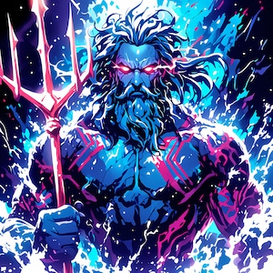 Poseidon Wall Art,  Greek Mythology Digital Download, Ocean God Artwork, High-Resolution Poseidon Print, Instant Download, *37