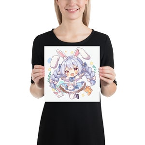 Cute Bunny Anime Girl-Anime Girl Poster- Anime Girl Prints-Cute Bunny Girl-Kawaii Anime Girl-Anime Lover-Anime Gift-Anime Style Poster