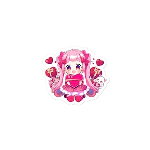 Cute Anime Girl Sticker-valentine&#39;s day Sticker-Loving Sticker-Gift for girls-Cute valentines Gift Sticker