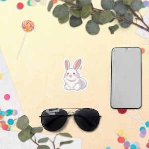 Cute Bunny Sticker, Adorable Bunny, Vinyl Sticker For Water Bottle, Bunny Lover Stickers, Kawaii Rabbit Bunny Stickers, stickers bunny