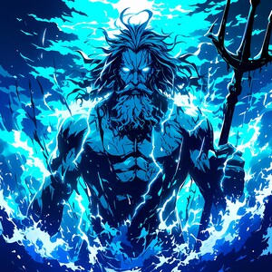 Poseidon Wall Art,  Greek Mythology Digital Download, Ocean God Artwork, High-Resolution Poseidon Print, Instant Download, *35