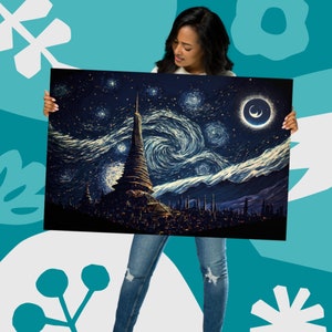 Sternenhimmel Print-Van Gogh Inspiriert-Poster Drucke-Landschaftsdruck-Wohnzimmer Wandkunst-Schlafzimmer Wandkunst-Fine Art Print-20x30 Drucke
