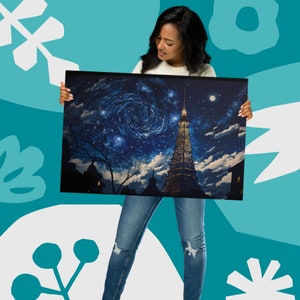 Sternenhimmel Metalldruck-Van Gogh Inspiriert-Metall Poster Drucke-Landschaft Druck-Wohnzimmer Wandkunst-Schlafzimmer Wandkunst-Aluminium-Druck