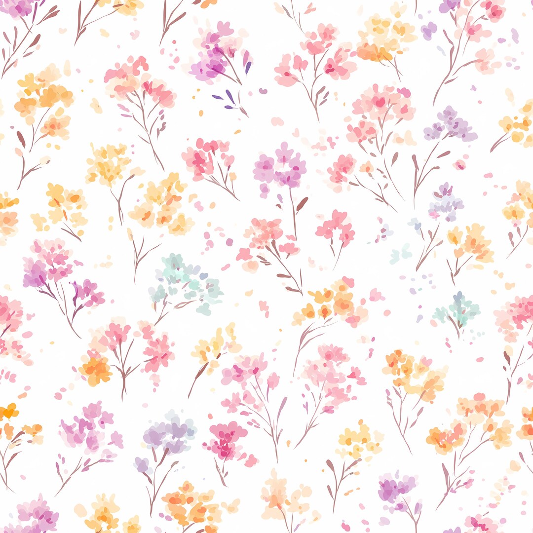Wildflower Seamless Pattern 12x12 PNG, Pastel Ditsy Floral Digital ...