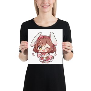 Cute Bunny Anime Girl-Anime Girl Poster- Anime Girl Prints-Cute Bunny Girl-Kawaii Anime Girl-Anime Lover-Anime Gift-Anime Style Poster