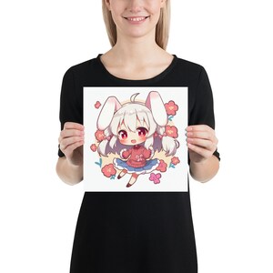 Cute Bunny Anime Girl-Anime Girl Poster- Anime Girl Prints-Cute Bunny Girl-Kawaii Anime Girl-Anime Lover-Anime Gift-Anime Style Poster