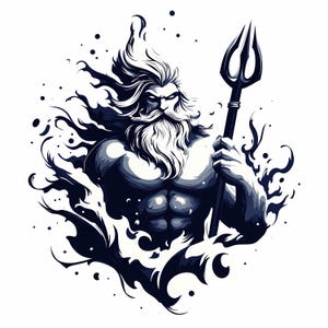 Poseidon Wall Art,  Greek Mythology Digital Download, Ocean God Artwork, High-Resolution Poseidon Print, Instant Download, *65