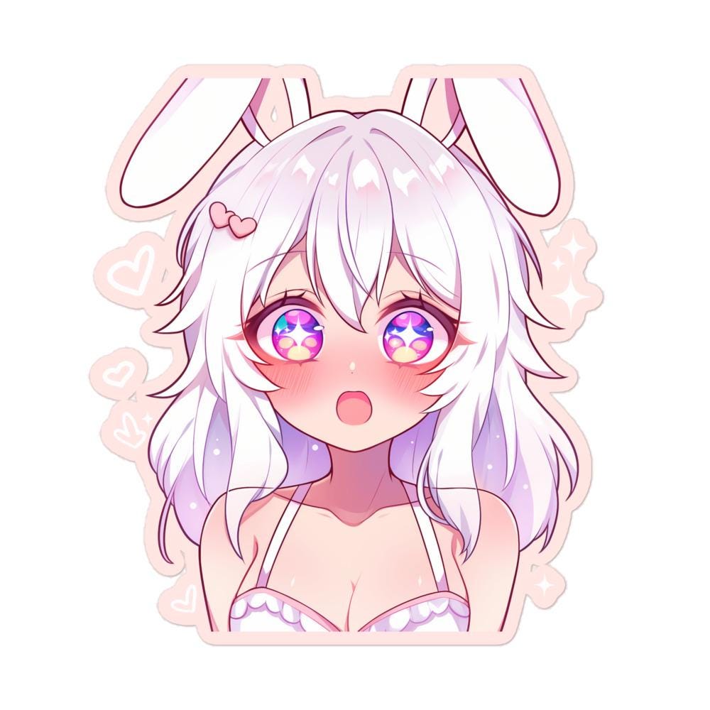 Anime Bunny Girl Kiss-cut Sticker: Kawaii Pastel Decal Ireland