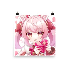 Cute Anime Girl-valentine's day-Loving Gift for her-Gift for girls-Poster Print-Cute valentines Gift