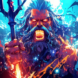 Poseidon Wall Art,  Greek Mythology Digital Download, Ocean God Artwork, High-Resolution Poseidon Print, Instant Download, *58