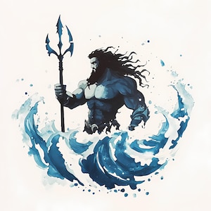 Poseidon Wall Art,  Greek Mythology Digital Download, Ocean God Artwork, High-Resolution Poseidon Print, Instant Download, *56
