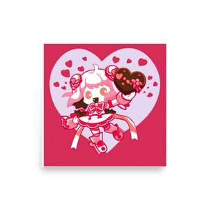 Cute Anime Girl-valentine's day-Loving Gift for her-Gift for girls-Poster Print-Cute valentines Gift