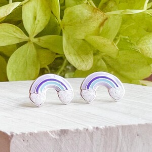 colorful rainbow silver earrings studs