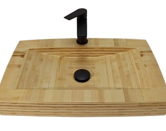 Lavabo en bois de bambou - Lavabo à poser moderne (600x380x80 mm)
