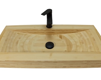 Lavabo en bois de bambou - Lavabo à poser moderne (780 x 400 x 80 mm)