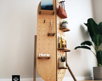 CNC Router Cut Files And Woodworking Plans - Plywood Modern Standing Pegboard For Home Decor