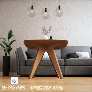 Cnc Cut Files With Woodworking Plans - Plywood Coffee Table With Scandinavian Design For CNC Workers